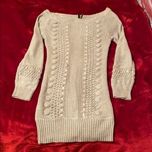 GUESS by Marciano Wool/Cotton Gray Sweater Dress